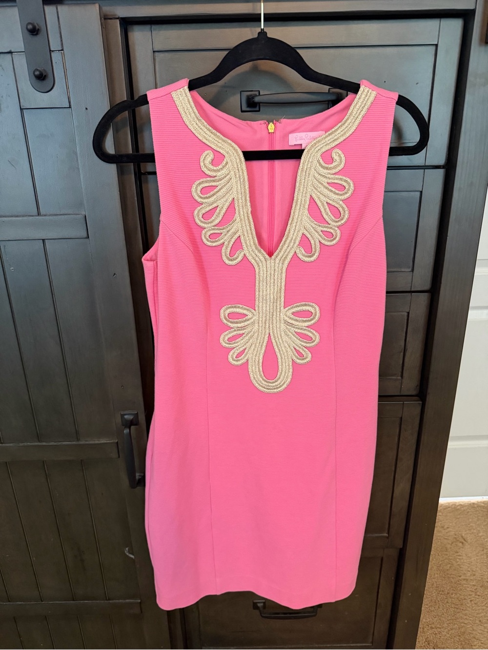 Lilly Pulitzer Pink Sleeveless Mini Dress with Gold Embellishment